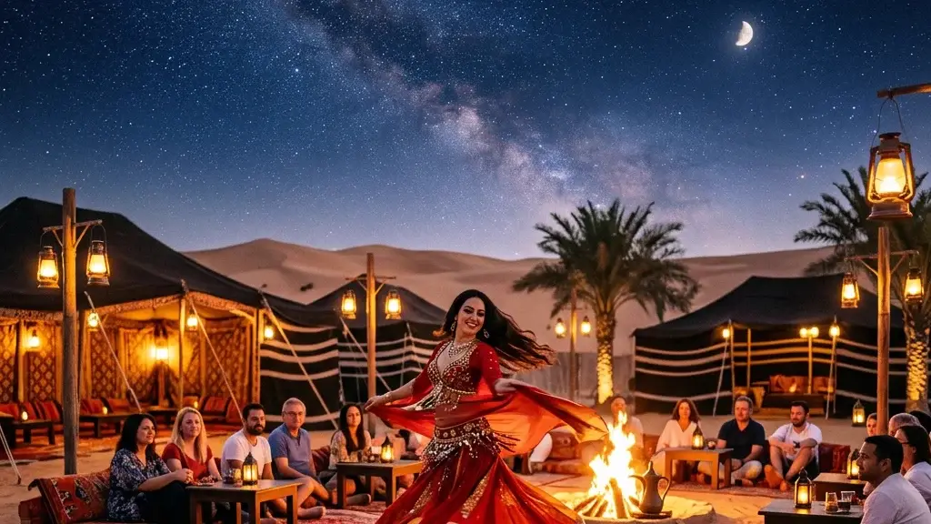 Desert Camp Nights: Belly Dance, BBQ, and Arabian Entertainment Under the Stars